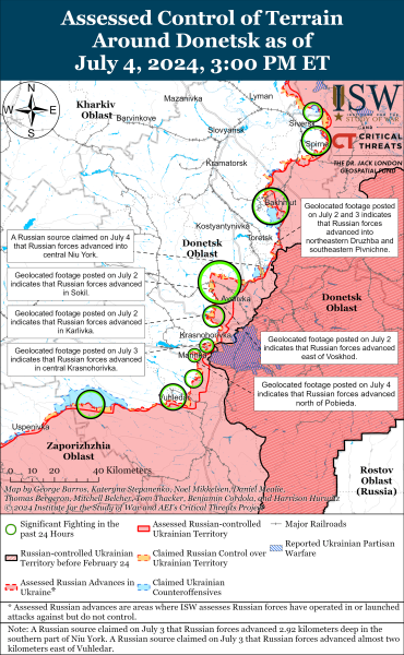 Mapa de operaciones militares el 5 de julio de 2024 y mdash ; situación en el frente