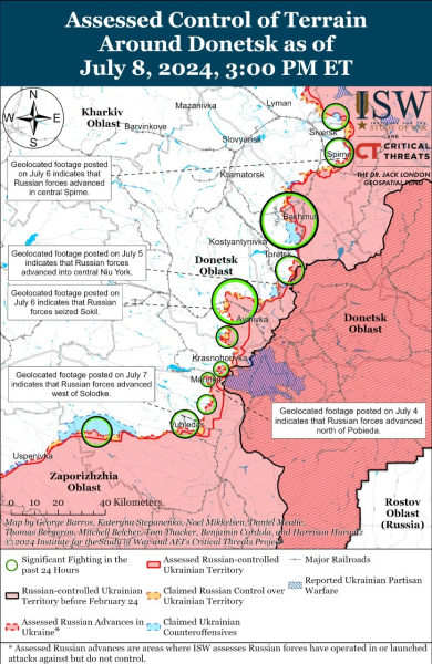 Mapa de operaciones militares al 9 de julio de 2024: situación en el frente