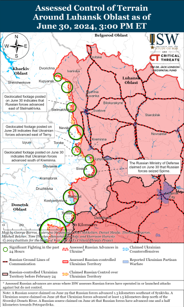 Mapa de operaciones militares para el 1 de julio de 2024 — situación en el frente