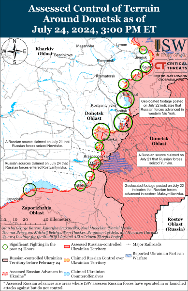 Mapa de operaciones militares el 25 de julio de 2024: situación en el frente