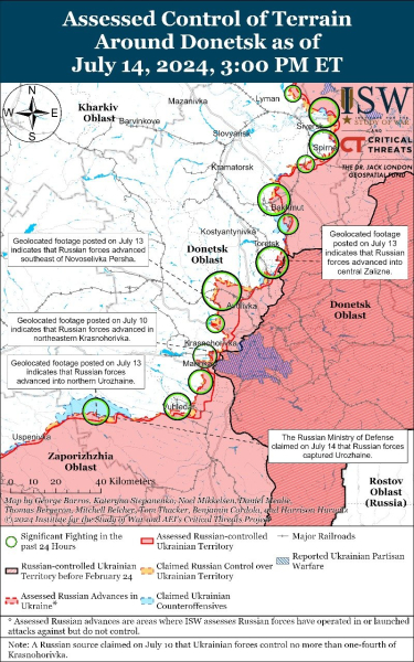 Mapa de operaciones militares para el 15 de julio de 2024: situación en el frente
