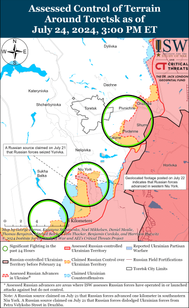 Mapa de operaciones militares para el 25 de julio de 2024: situación en el frente