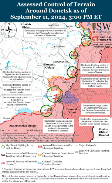 Mapa de operaciones militares para el 12 de septiembre de 2024: situación en el frente