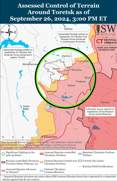 Mapa de operaciones militares para el 27 de septiembre de 2024: situación en el frente