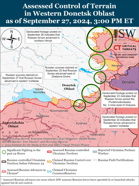 Mapa de operaciones militares al 28 de septiembre de 2024: situación en el frente