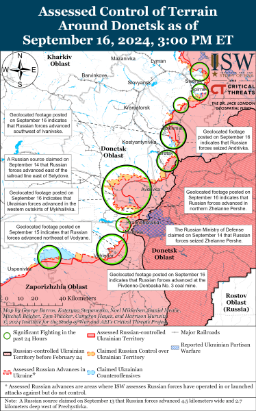 Mapa de operaciones militares al 17 de septiembre de 2024: situación en el frente