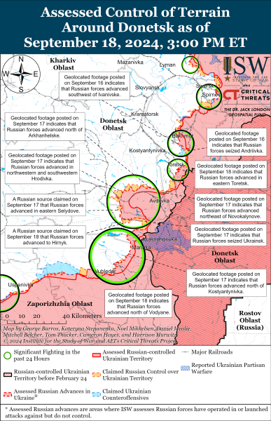 Mapa de operaciones militares para el 19 de septiembre de 2024: la situación en the front