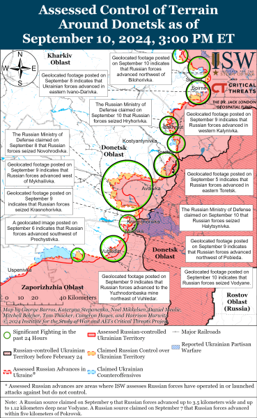 Mapa de operaciones militares el 11 de septiembre de 2024: la situación en el frente