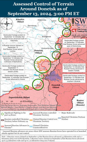 Mapa de operaciones militares el 14 de septiembre de 2024 - la situación en el frente