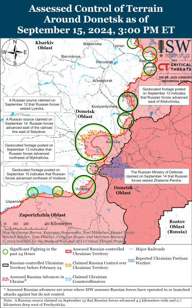 Mapa de operaciones militares el 16 de septiembre de 2024 - la situación en el frente