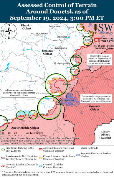 Mapa de operaciones militares para el 20 de septiembre de 2024 - la situación en el frente