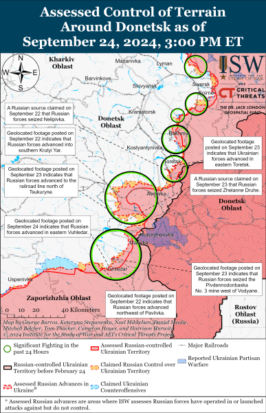 Mapa de operaciones militares al 25 de septiembre de 2024: situación en el frente 