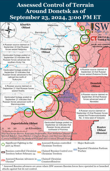 Mapa de operaciones militares el 24 de septiembre de 2024 - la situación en el frente