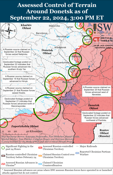 Mapa de operaciones militares el 23 de septiembre de 2024 - la situación en el frente