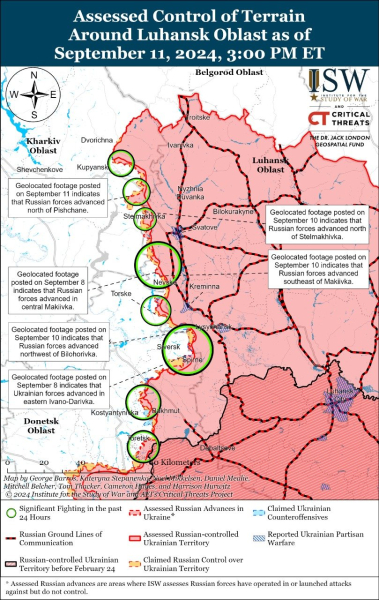 Mapa de operaciones militares para el 12 de septiembre de 2024: situación en el frente