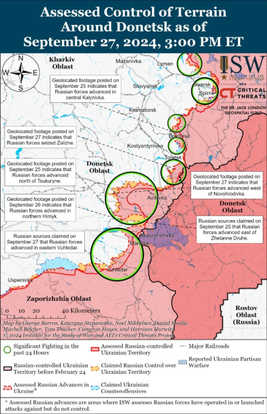 Mapa de operaciones militares al 28 de septiembre de 2024: situación en el frente