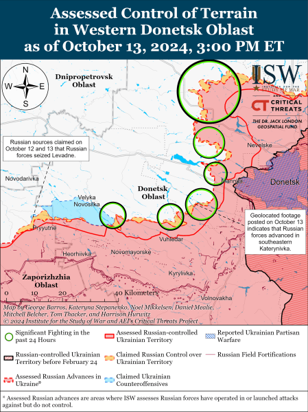 Mapa de operaciones militares al 14 de octubre de 2024 - situación en el frente