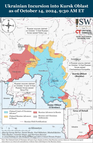 Mapa de operaciones militares al 15 de octubre de 2024 - situación en el frente