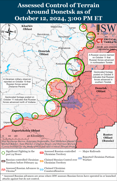 Mapa de operaciones militares para el 13 de octubre de 2024: la situación en el frente