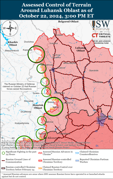 Mapa de operaciones militares al 23 de octubre de 2024 - situación en el frente