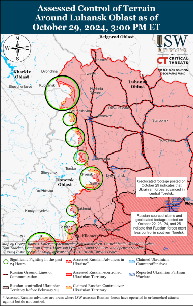 Mapa de operaciones militares al 30 de octubre , 2024 - situación en el frente