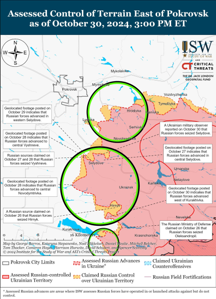 Mapa de operaciones militares al 31 de octubre de 2024 – situación en el frente