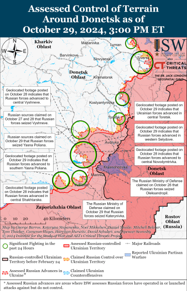 Mapa de operaciones militares al 30 de octubre de 2024 – situación en el frente