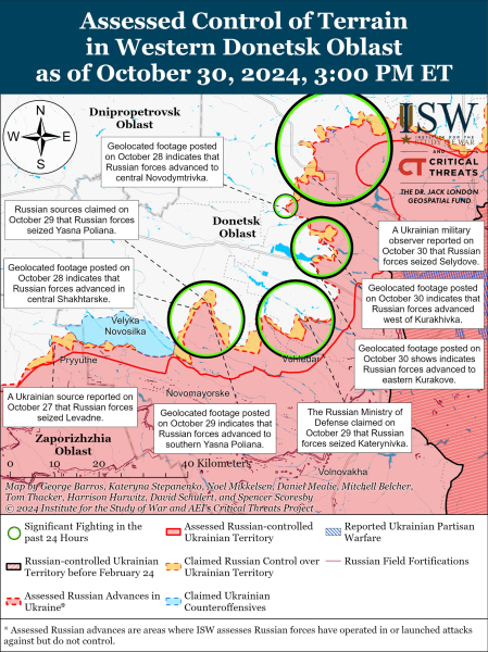 Mapa de operaciones militares al 31 de octubre de 2024: situación en el frente