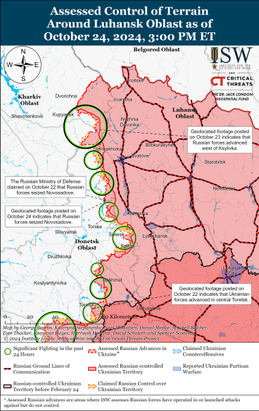 Mapa de operaciones militares para el 25 de octubre de 2024: la situación en el frente 