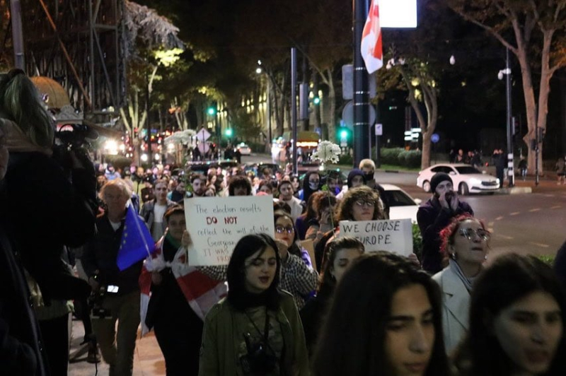 Elegimos Europa, no Rusia: en Tbilisi los estudiantes fueron a protestar cerca del parlamento 