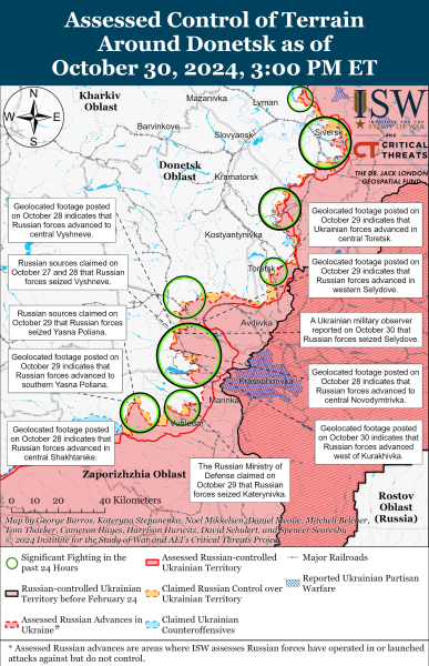 Mapa de operaciones militares al 31 de octubre de 2024: situación en el frente