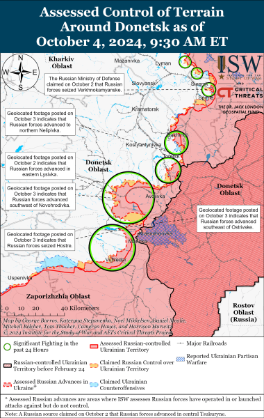 Mapa de operaciones militares el 5 de octubre de 2024 - la situación en el frente