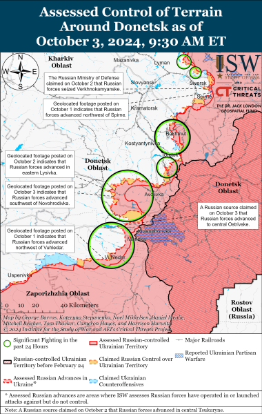 Mapa de operaciones militares el 4 de octubre de 2024: situación en el frente