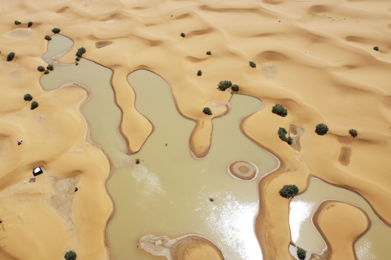 El agua inunda las dunas de arena tras las fuertes lluvias en el desierto del Sahara: surgen fotos