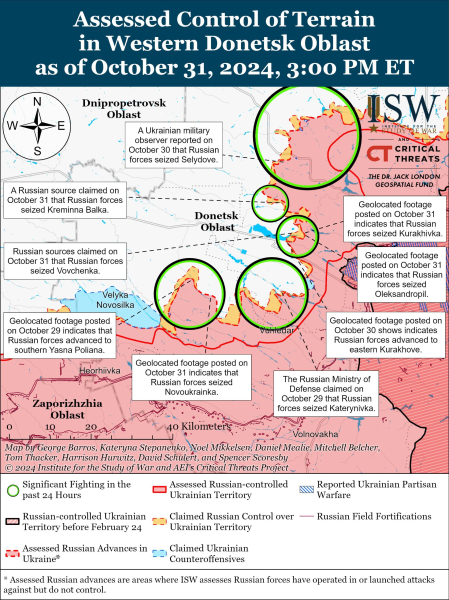 Mapa de operaciones militares al 1 de noviembre de 2024: situación en el frente