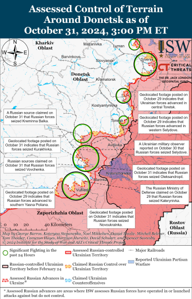 Mapa de operaciones militares al 1 de noviembre de 2024: situación en el frente