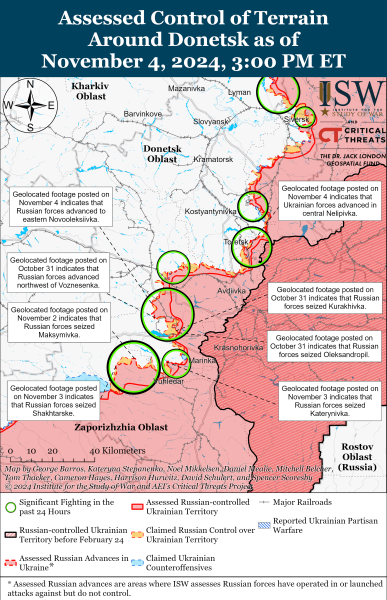 Mapa de operaciones militares el 5 de noviembre de 2024 - la situación en el frente