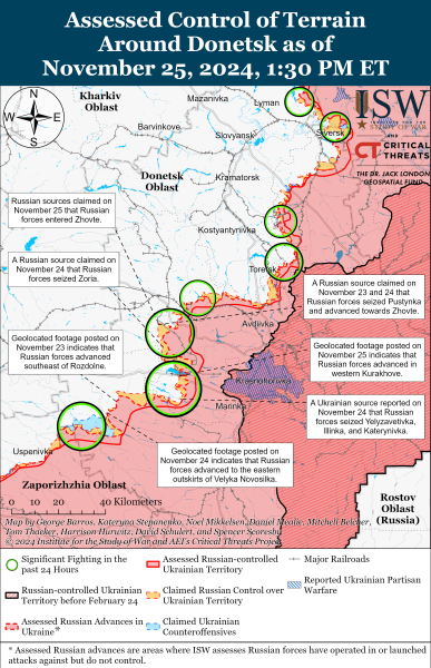 Mapa de operaciones militares al 26 de noviembre de 2024: situación en el frente