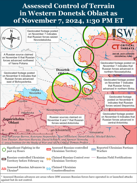 Mapa de operaciones militares al 8 de noviembre de 2024: situación en el frente