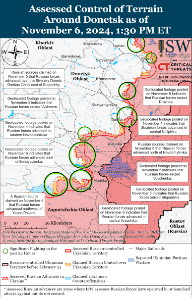 Mapa de operaciones militares el 7 de noviembre de 2024 - la situación en el frente