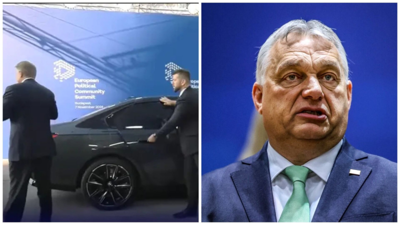 Fingí no darme cuenta: el presidente rumano ignoró a Orban y se ajustó el traje