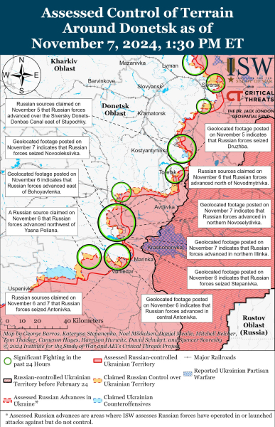 Mapa de operaciones militares al 8 de noviembre de 2024: situación en el frente