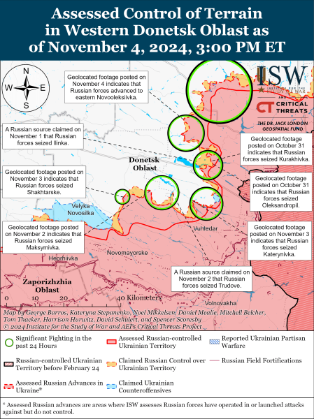 Mapa de operaciones militares el 5 de noviembre de 2024: la situación en el frente