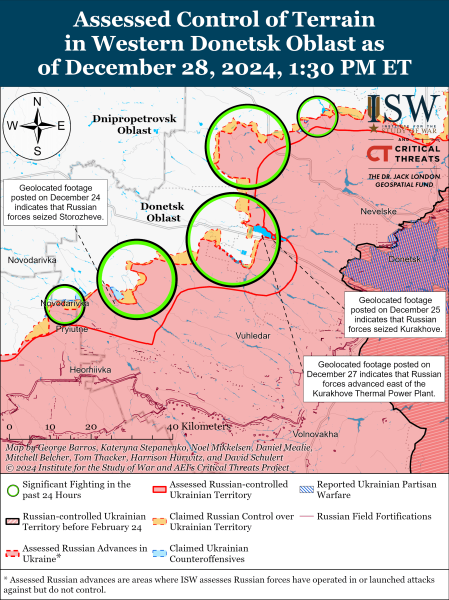 Mapa de operaciones militares para el 29 de diciembre de 2024 - situación en el frente