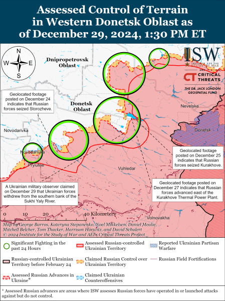 Mapa de operaciones militares al 30 de diciembre de 2024 - situación en el frente