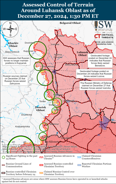 Mapa de las operaciones militares el 28 de diciembre de 2024 – situación en el frente