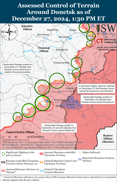 Mapa de operaciones militares para el 28 de diciembre de 2024: situación en el frente