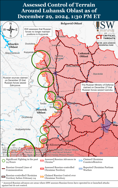 Mapa de las operaciones militares al 30 de diciembre de 2024 – situación en el frente