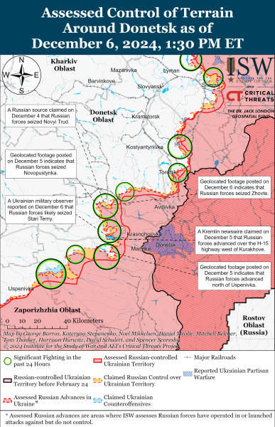 Mapa de operaciones militares el 7 de diciembre de 2024 - situación en el frente