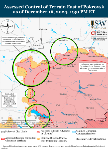 Mapa de las operaciones militares el 17 de diciembre de 2024 – situación en el frente